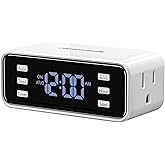 DEWENWILS Indoor 24 Hour Programmable Digital Timer Outlet,2 Outlets | 3 ON/Off Settings, 125V/1000W Tungsten/15A ,3 Prong Light Timer for Lamp, Fan, Aquarium, ecorations, Halloween Lights