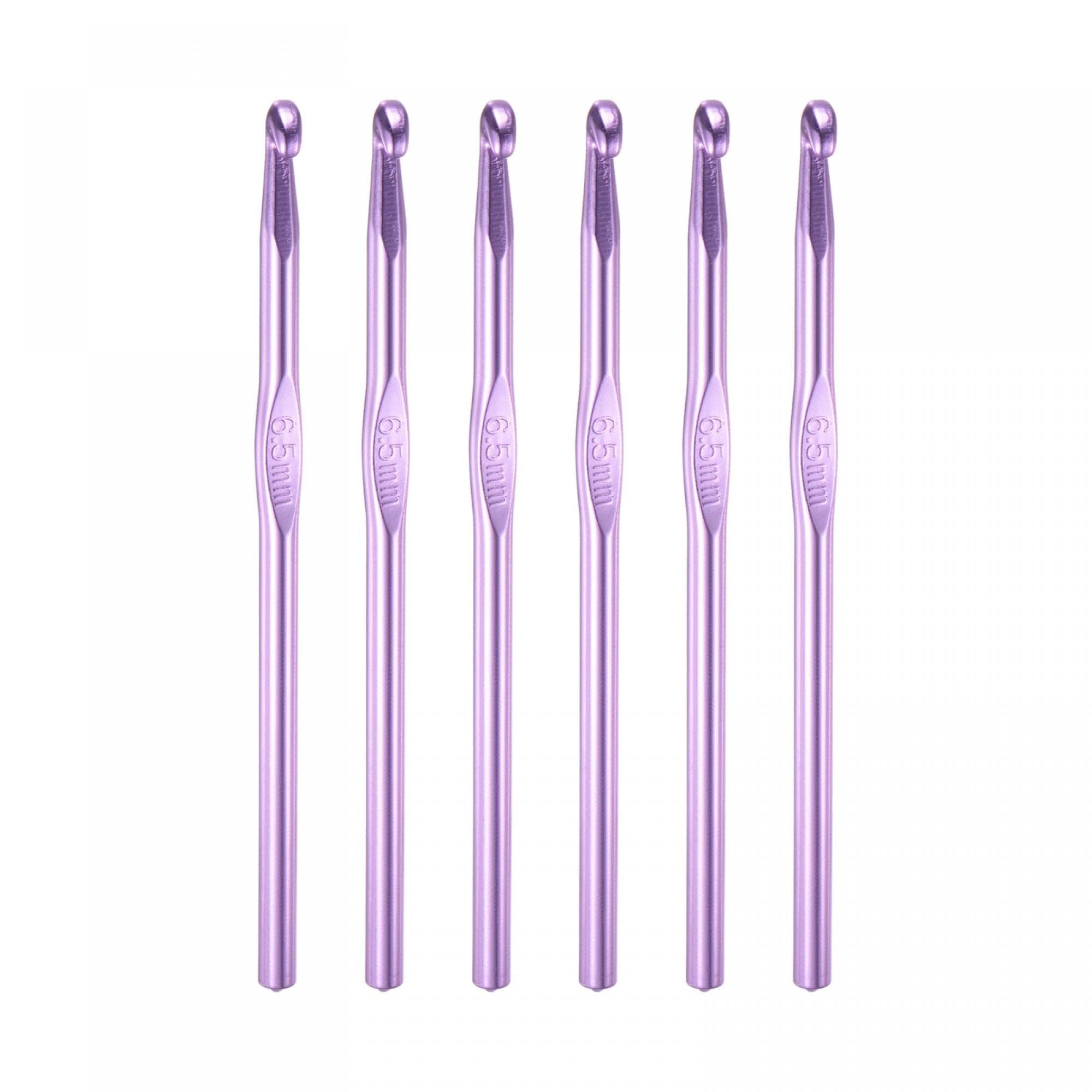 TOP-VIGOR 6Pcs 6.5mm Crochet Hook, Aluminum Crochet Hooks Knitting Needles for DIY Craft Yarn, Purple Crochet Needles for Knitting Scarf