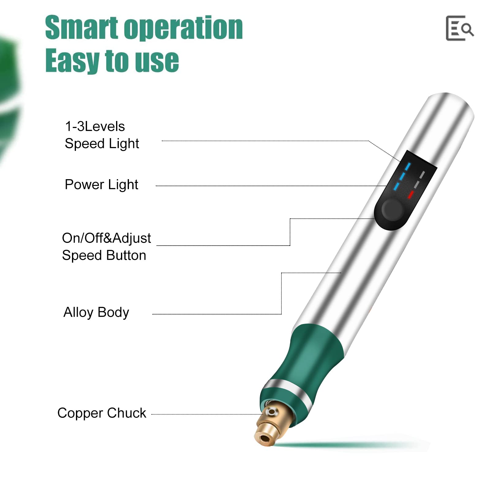 Electric Engraving Pen with 36 Stencils,25W Cordless Etching Engraving Tool with 35bits,USB Rechargeable Mini Micro Professional Engraver Machines for Jewelry Wood Metal Glass Stone Plastic (Green)