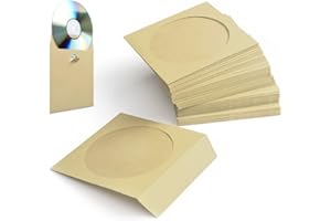 Flexzion DVD CD Sleeves 100 Pack - Premium Paper CD Sleeves for Blank CDs for Burning Music Movie Video Game Disc - Thick Dis