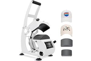 WERMAH Hat Heat Press, Hat Press Heat Machine for Caps with 2 Platens, White Hat Heat Press Machine for Caps with Non-Slip Ba