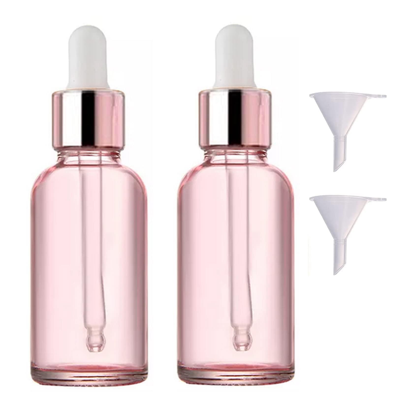 SONGQEE 30ml Rose Gold Glass Bottles with Dropper Pipette, Mini Empty Eye Glass Dropper Bottles Refillable Sample Container for Storage Essential Oils, Perfumes and Cosmetics (Rose Gold)