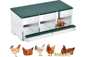 Garvee Chicken Nesting Boxes, Two-Tier Metal Chicken Egg Laying Box with 3 Compartments Large Vented Holes Chicken Coop for E