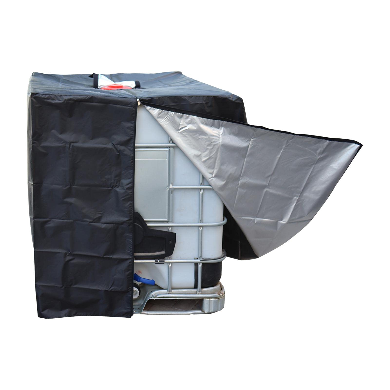 Eventualx 1000L IBC Water Tank Protective Cover, Heavy Duty Waterproof Nylon, Rectangular, Black (116x100x120cm)