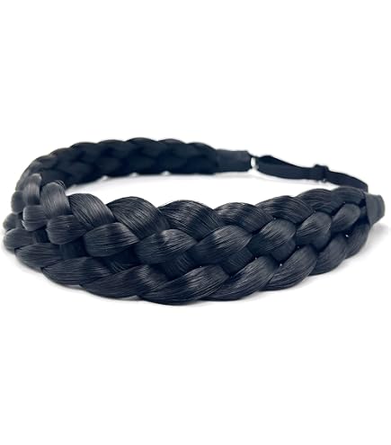 STHEJFB Diadema Trenzada De 2 Y 3 Hebras, Combinaciones, Desordenada, Ancha, Esponjosa, Elástica, Diadema Trenzada, Accesorio De Belleza Para Mujeres Y Niñas (rubio Miel Emitido