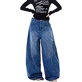 PEAINJ Baggy Jeans for Women Men Wide Leg Barrel Jeans Low Rise Loose Denim Pants Casual Sweatpants Scene Clothes