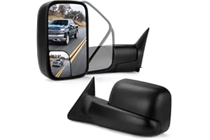 PZ Towing Mirrors a Pair for 1994-2001 Dodge Ram 1500, 1994-2002 Ram 2500 3500, Manual Adjustable, Manual Folding, Left and Right Set, Black