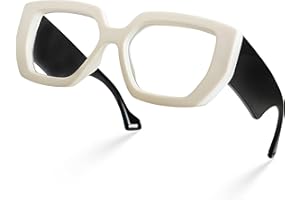 Laemzinv Oversized Square Blue Light Glasses for Women, Large Thick Frame Big Reading Eyewear for Computer and Gaming LA022