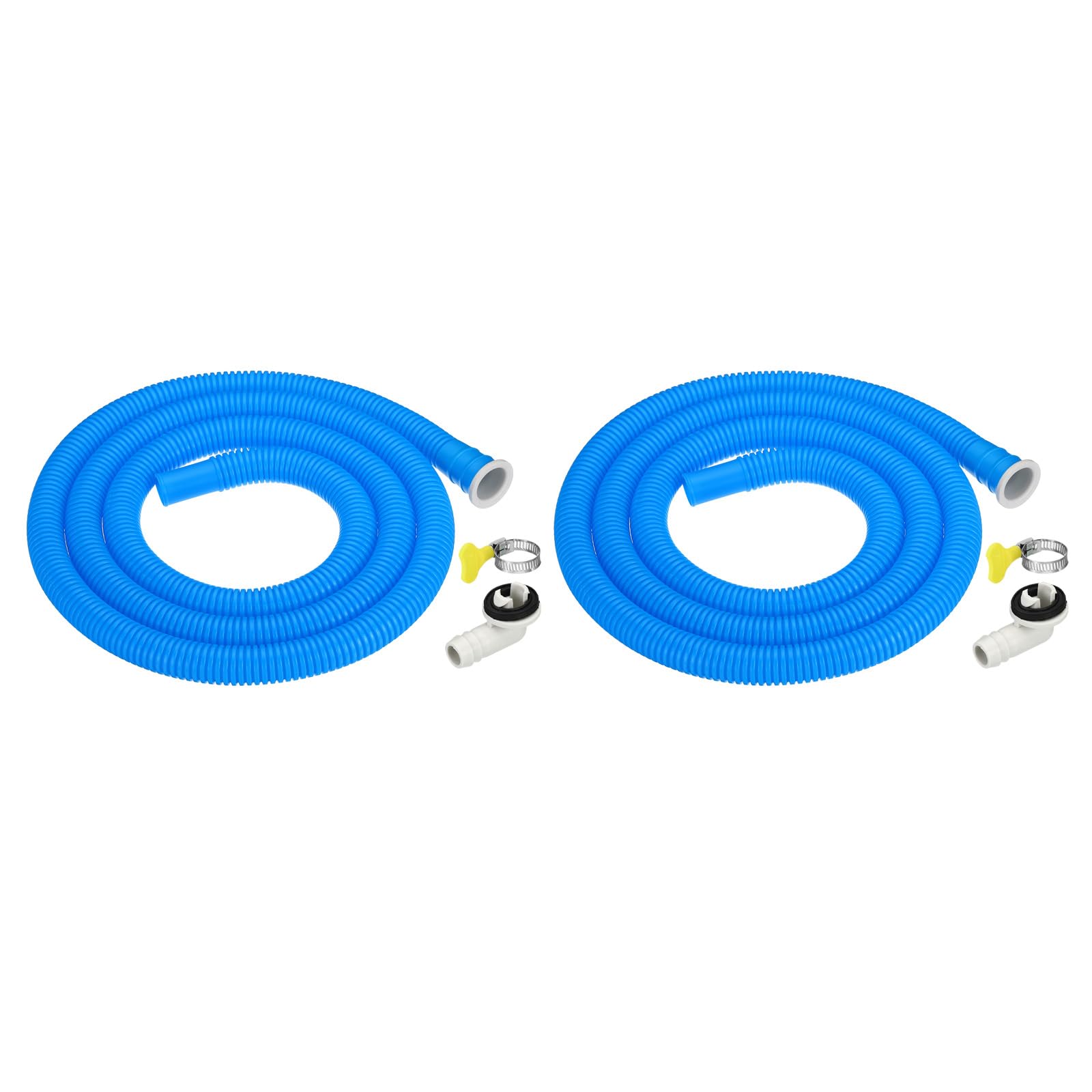 PATIKIL 5ft Air Conditioner Drain Kit, 2 Kit Universal Drain Connector AC Drain Hose with Clamp for Mini-Split Window AC Unit Faucet, Blue