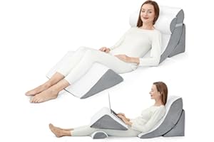 PIASHJOY 4pcs Wedge Pillows for Adults，Bed Wedge Pillow for Sleeping，Post Surgery Pillow， Foam Wedge for Back Pain Relief and