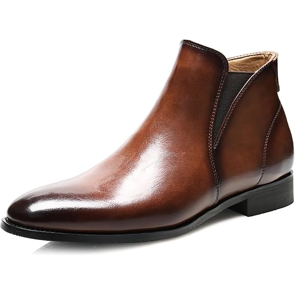 Amazon.com | Santimon Mens Chelsea Boots Leather Zipper Dress Boots for Men  Brown 5.5 US | Chelsea