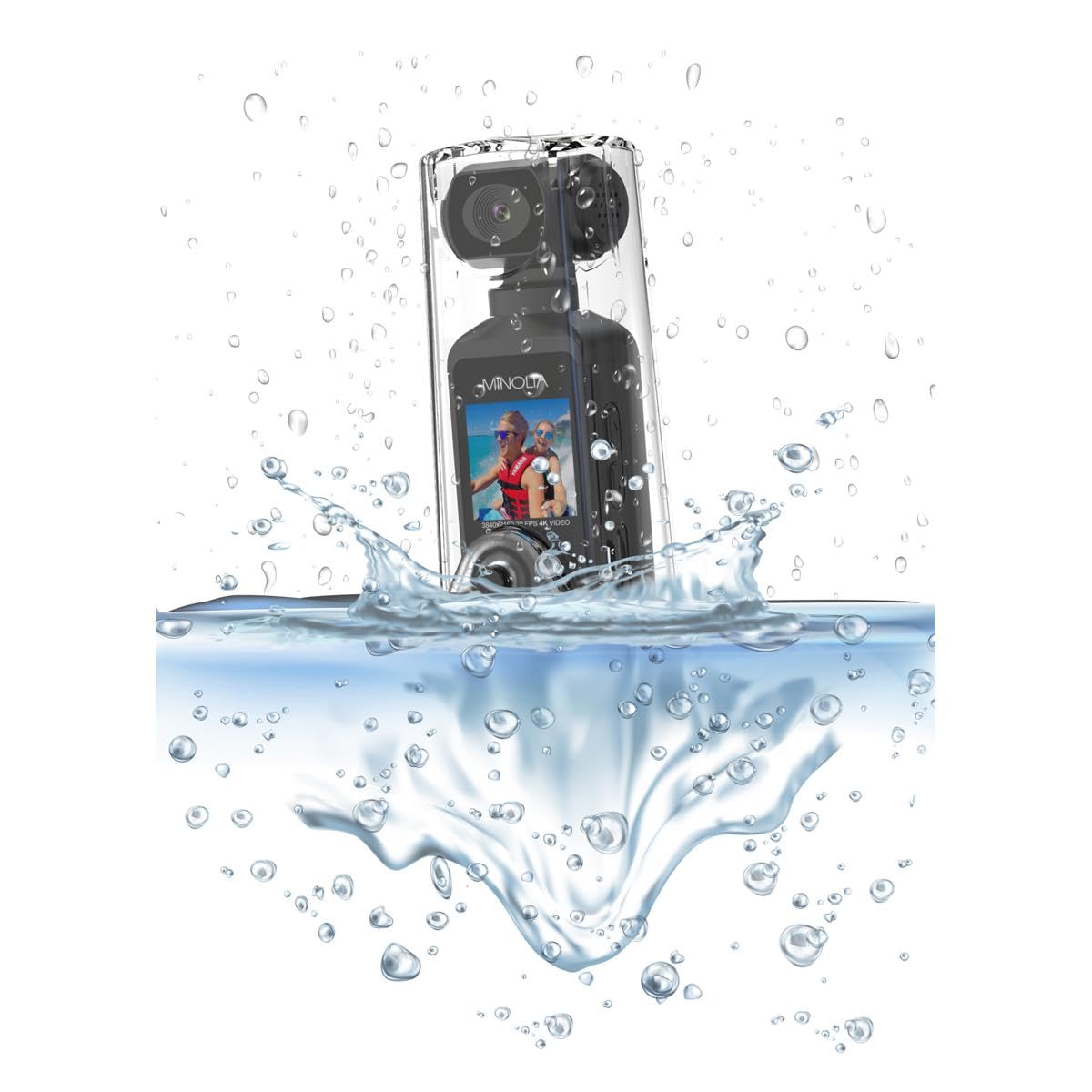 Minolta 4K Ultra HD Pocket Camcorder – WiFi Enabled Action Camera with 16MP Photos, 170° Wide Angle Lens, 270° Rotating Head, Slow Motion, 1.3-inch Display - 16GB Card & Waterproof Case (Black)