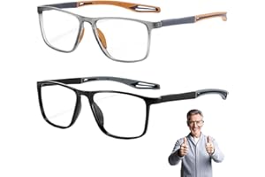 2 Pairs Blue Light Reading Glasses, 200° Flexible Lightweight Silicone Presbyopic Glasses, Square Frame Eyewear for Men and W