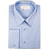 Marquis Men's Regular Fit French Cuff Cotton Blend Solid Dress Shirt