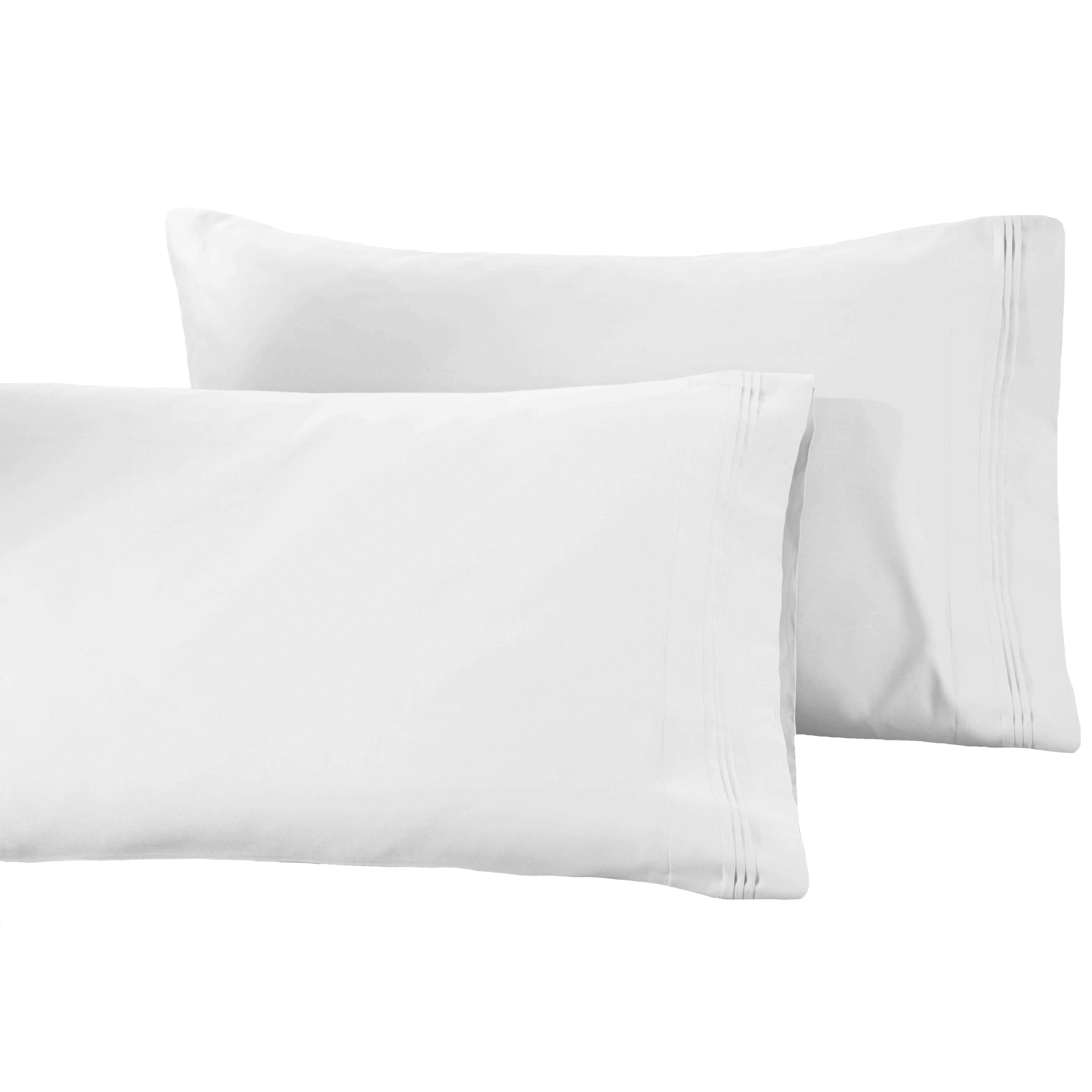Photo 1 of 100% Egyptian Cotton 1500 Thread Count Oversized Standard Pillowcase Set Solid, White