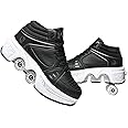 Double-Row Deform Wheel Automatic Walking Shoes Invisible Deformation Roller Skate 2 in 1 Removable Pulley Skates Skating Parkour