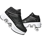 Double-Row Deform Wheel Automatic Walking Shoes Invisible Deformation Roller Skate 2 in 1 Removable Pulley Skates Skating Parkour