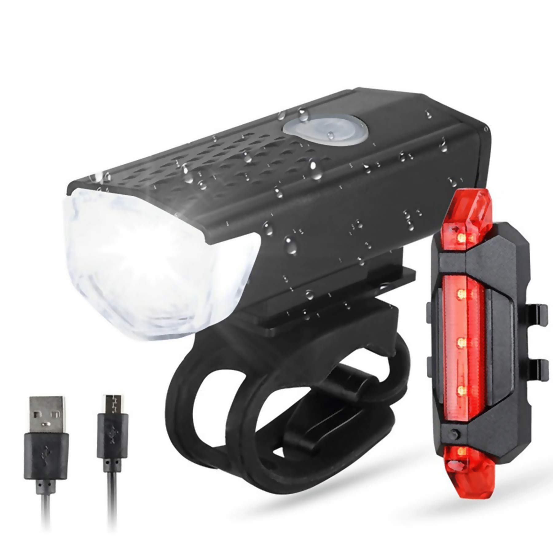 LYYDAN Bike Light Set, USB Rechargeable 4 Brightness Modes Powerful Lumens Front and Back Light Waterproof IP65 360 Degree Swivel Lights for Mountain Road Bike Night Riding