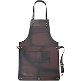 Nesko Sports Leather Chef Apron, One Size Brown, Butcher & Cooking Apron for Kitchen & BBQ