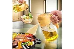 2 in 1 Oil Sprayer for Cooking, Olive Oil Dispenser, 450ml Glass Spray Bottle with Pourer, Home Kitchen Dispenser and Sprayer
