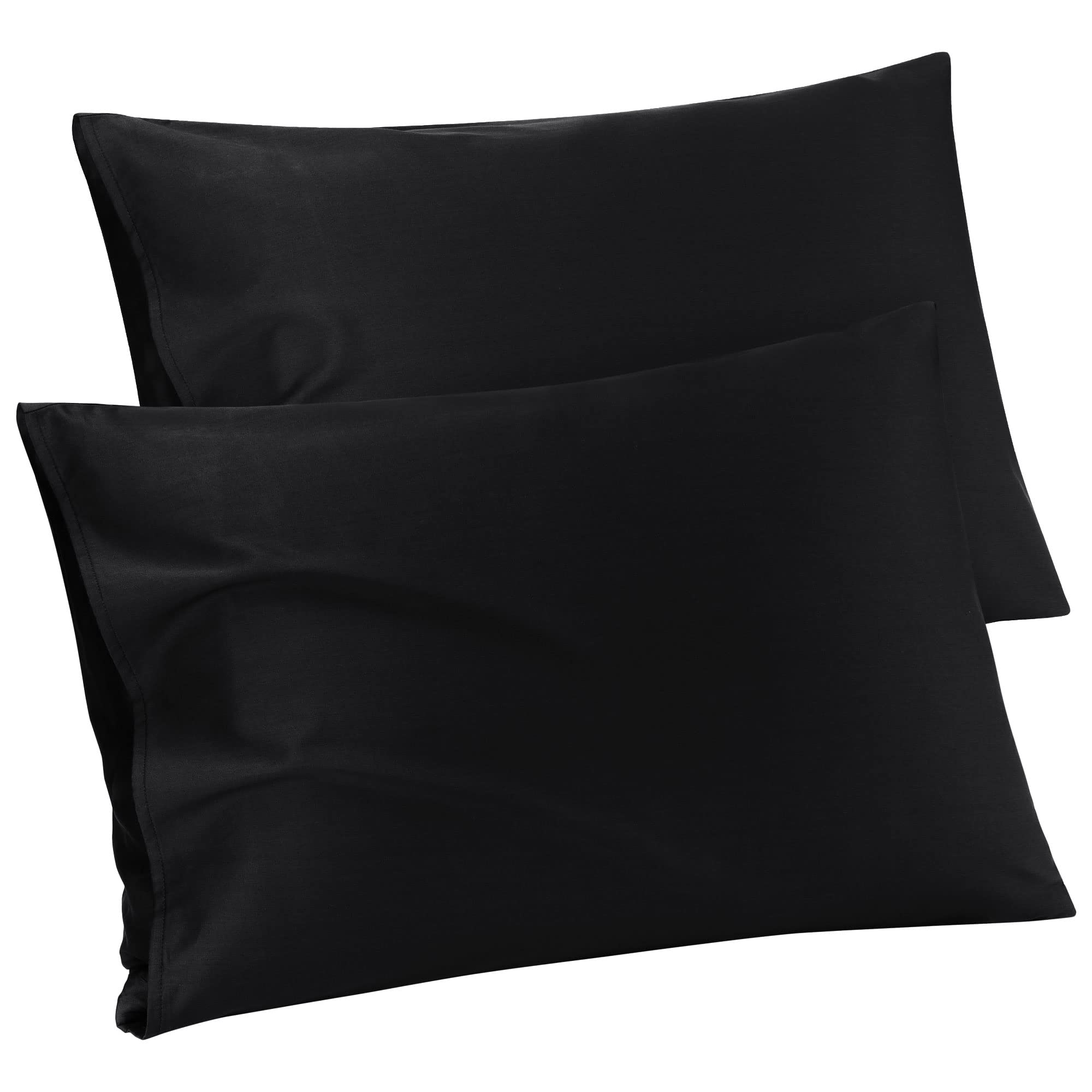 PiccoCasa 100% Cotton Pillowcases 2 Pack, Soft and Breathable Egyptian Cotton Pillow Cases with Envelope Closure Bedroom Modern Hotel Bed Pillow Cases Black 50 x 75cm