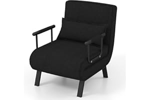 KOMFOTT Convertible Sleeper Chair Bed, 4-in-1 Folding Sofa Bed with 6-Position Adjustable Backrest, Upholstered Chaise Lounge with Removable Pillow, Leisure Recliner Lounge Couch for Home Office