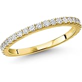 Gem Stone King 1/2 Cttw 14K Yellow Gold Lab Grown Diamond Wedding Anniversary Band Ring for Women | 0.50 Cttw | Gold Ring for Women | Stackable Band | DEF Color | VVS-VS Clarity
