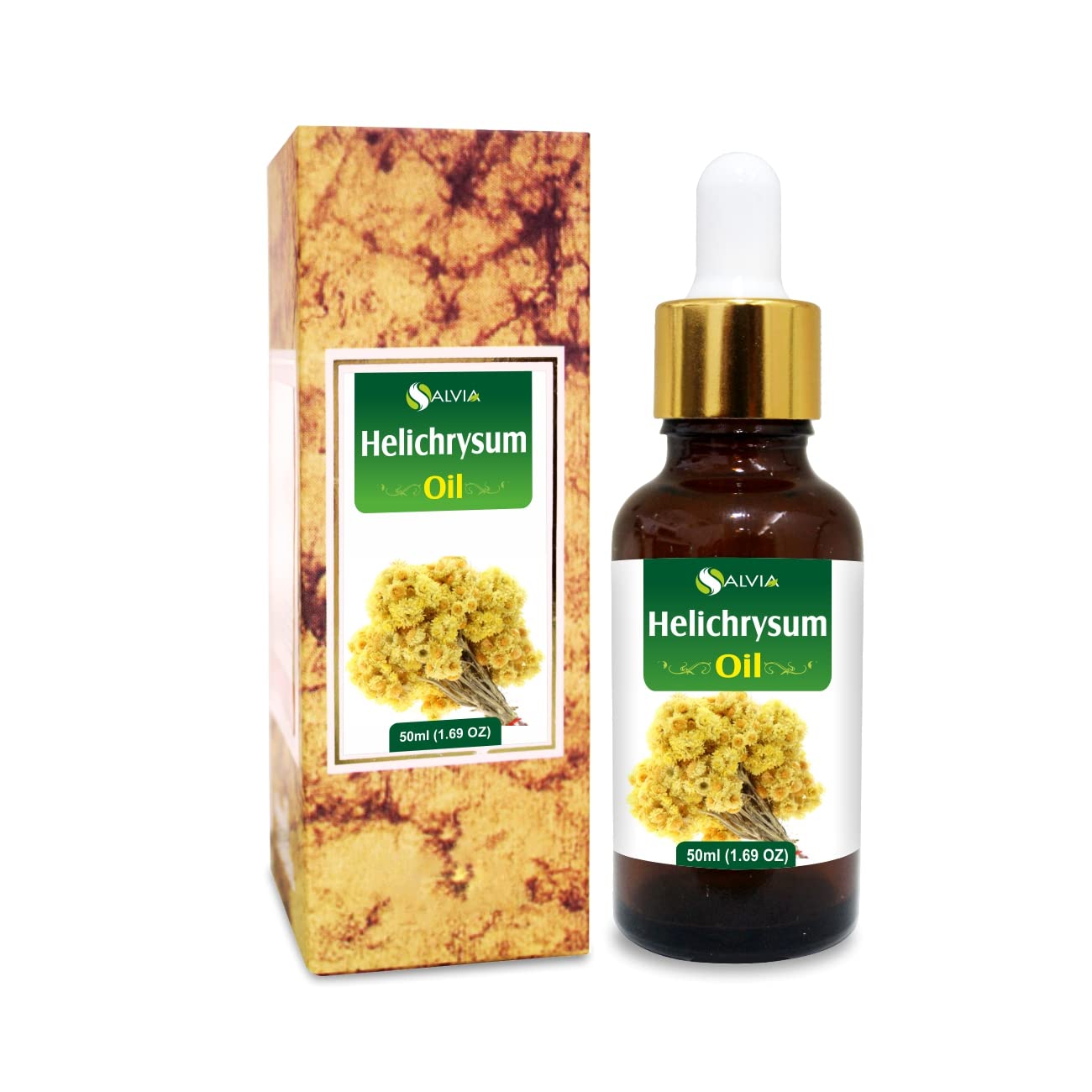 Helichrysum Oil (Helichrysum ITALICUM) 100% Pure & Natural - Undiluted Uncut Cold Pressed Aromatherapy Premium Oil - Therapeutic Grade - 50 ML with Dropper