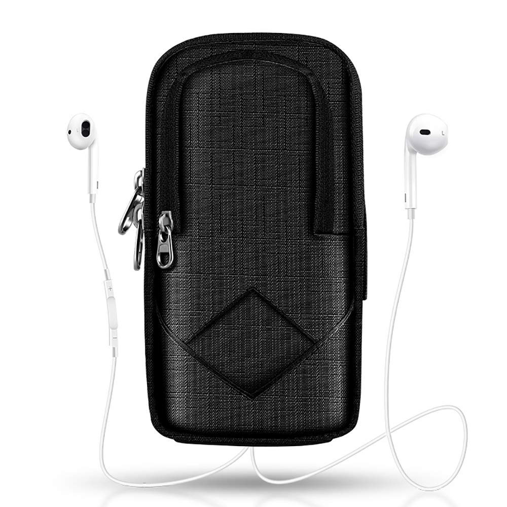 Heacoz Running Armband Phone Holder Bag, Sweatproof Running Phone Sports Armband with Key Holder and Extension Strap, Suitable for iPhone 11 11 Pro XS XR X 8 7 6s 6 Up To 6.5 Inches (Black)