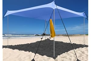 Easierhike Beach Shade Windproof Design, Sun Shelter UPF50+ Portable Family Canopy Tent with 8 Sandbag Anchors 10x10 FT 4 Poles Pop Up Outdoor Shelter for Beach, Camping, Fishing, Backyard and Picnics
