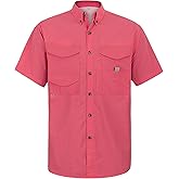 Alimens & Gentle Short Sleeve Fishing Shirt Wicking Fabric Sun Protection Casual Button Down Shirts