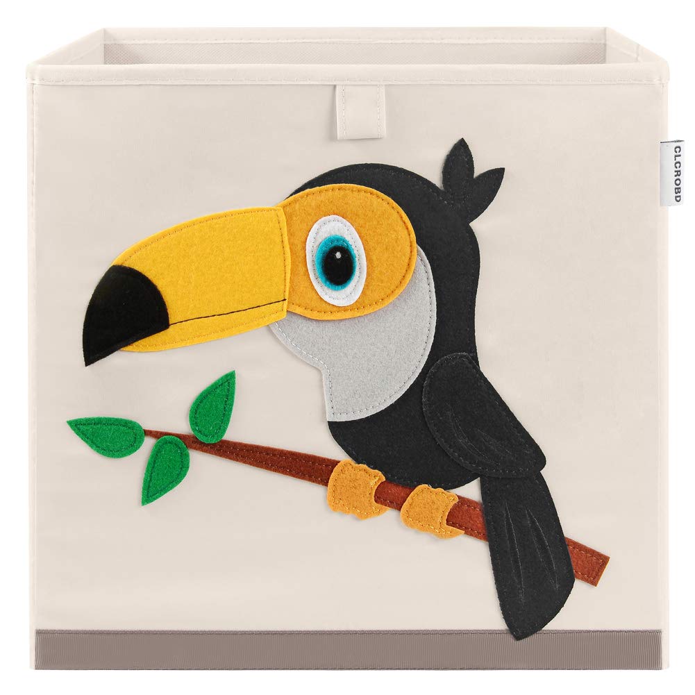 CLCROBD Foldable Animal Cube Storage Bins Fabric Toy Box/Chest/Organizer for Kids Nursery, 13 inch (Toucan)
