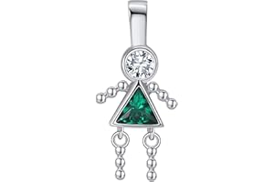GINGER LYNE COLLECTION Birthstone Baby Pendants for Mom or Grandma by Ginger Lyne, Kids Birthday Boy or Girl Cubic Zirconia Sterling Silver Charms to Create a Family Tree Necklace for Women