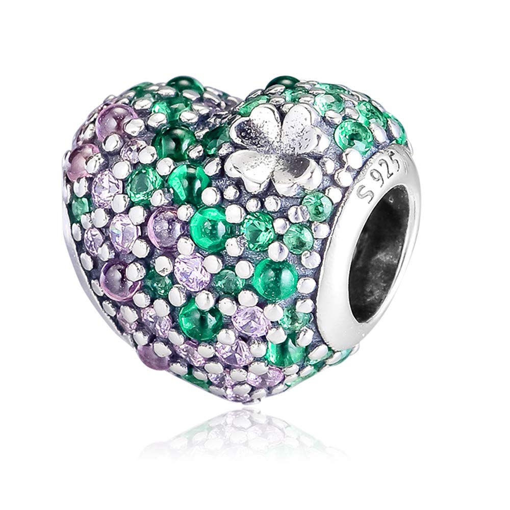 PANDOCCI 2019 Spring Gleaming Lucky Four-Leaf Clover Heart Bead 925 Silver DIY Fits for Original Pandora Bracelets Charm Fashion Jewelry