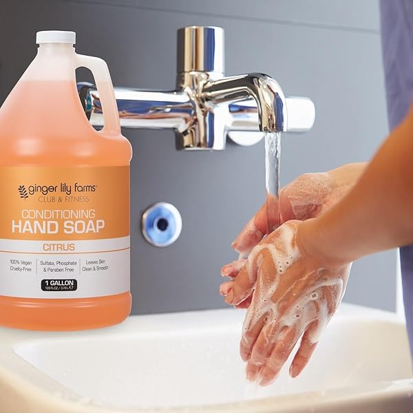 GINGER LILY FARMS CLUB & FITNESS CONDITIONING LIQUID HAND SOAP REFILL, 100% VEGAN & CRUELTY-FREE, CITRUS SCENT, 1 GALLON (128 FL OZ)