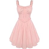 Scarlet Darkness Women Summer Corset Dresses Cotton Mini Sundress Ruffle Strap Dress