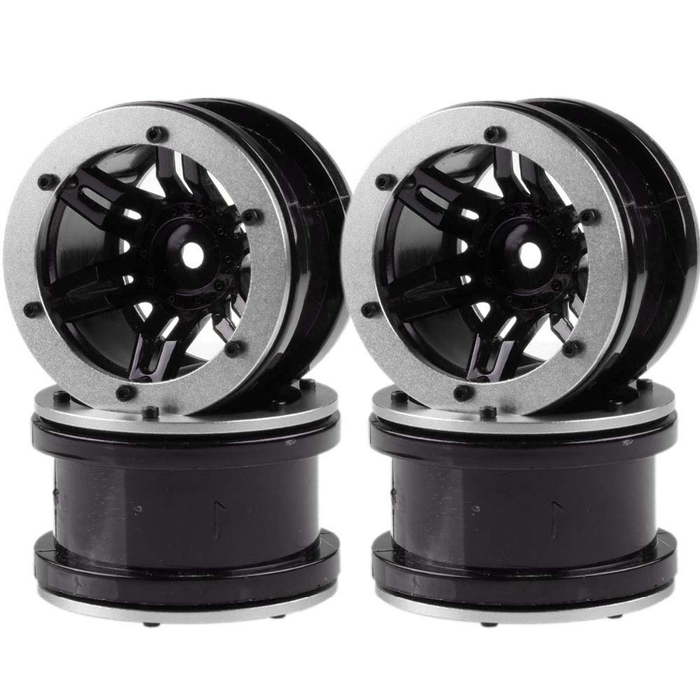 KEEDA 4PCS/Set 2.2 Inch Beadlock Wheels Rims for 1/10 RC Rock Crawler Car AXIAL SCX10 RC4WD D90 Wraith (Silver & Black)