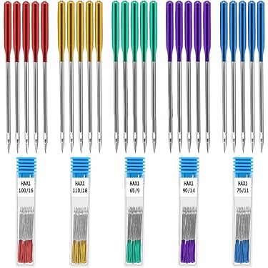 Anvin Lot De 60 Aiguilles Universelles à Pointe Régulière Pour Machine à Coudre Singer, Brother, Janome, Varmax - Tailles Assorties : 65/9, 75/11, 80/12, 90/14, 100/16, 110/18 (argent