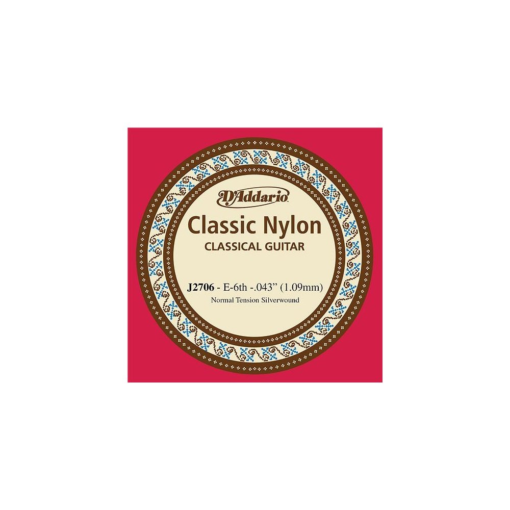 D'Addario J2706 Student Nylon Normal Tension Single Sixth String for Classical Guitar