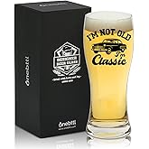 Onebttl Senior Citizen Gifts - I'm not Old I'm Classic - Beer Glass 450ml/15oz - Beer Glass Gifts for Birthday, Christmas, Thanksgiving