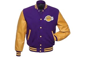 LEATHER SHARK Men’s National Basketball League Varsity Jacket | Letterman Jacket with PU Leather Sleeves for Men