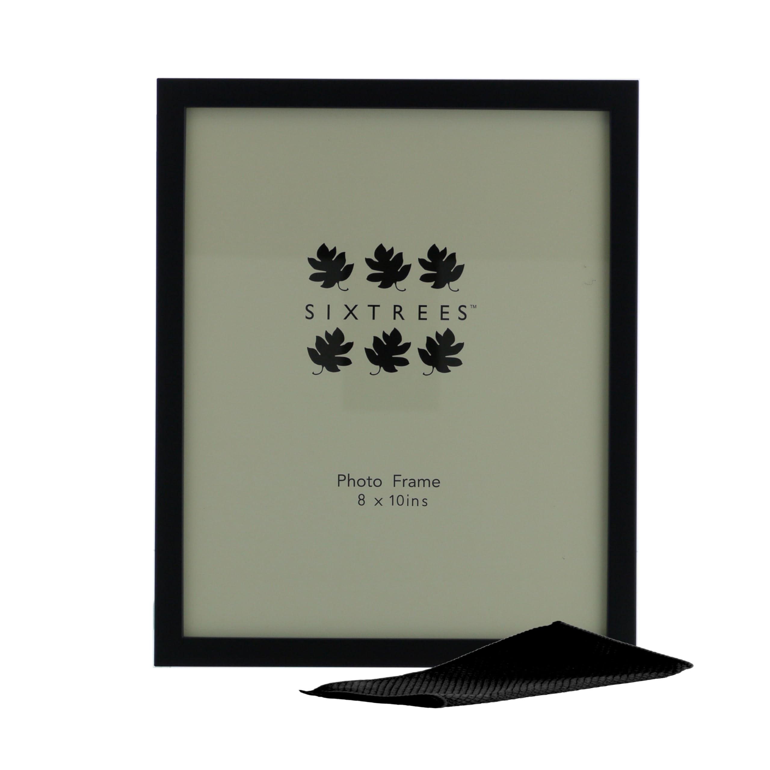 Sixtrees Elite 2-122-80 Black Metal 8 x 10 inch Photo Frame. Wide profile, satin finish, real glass. Complete with microfibre polishing cloth. — image 1