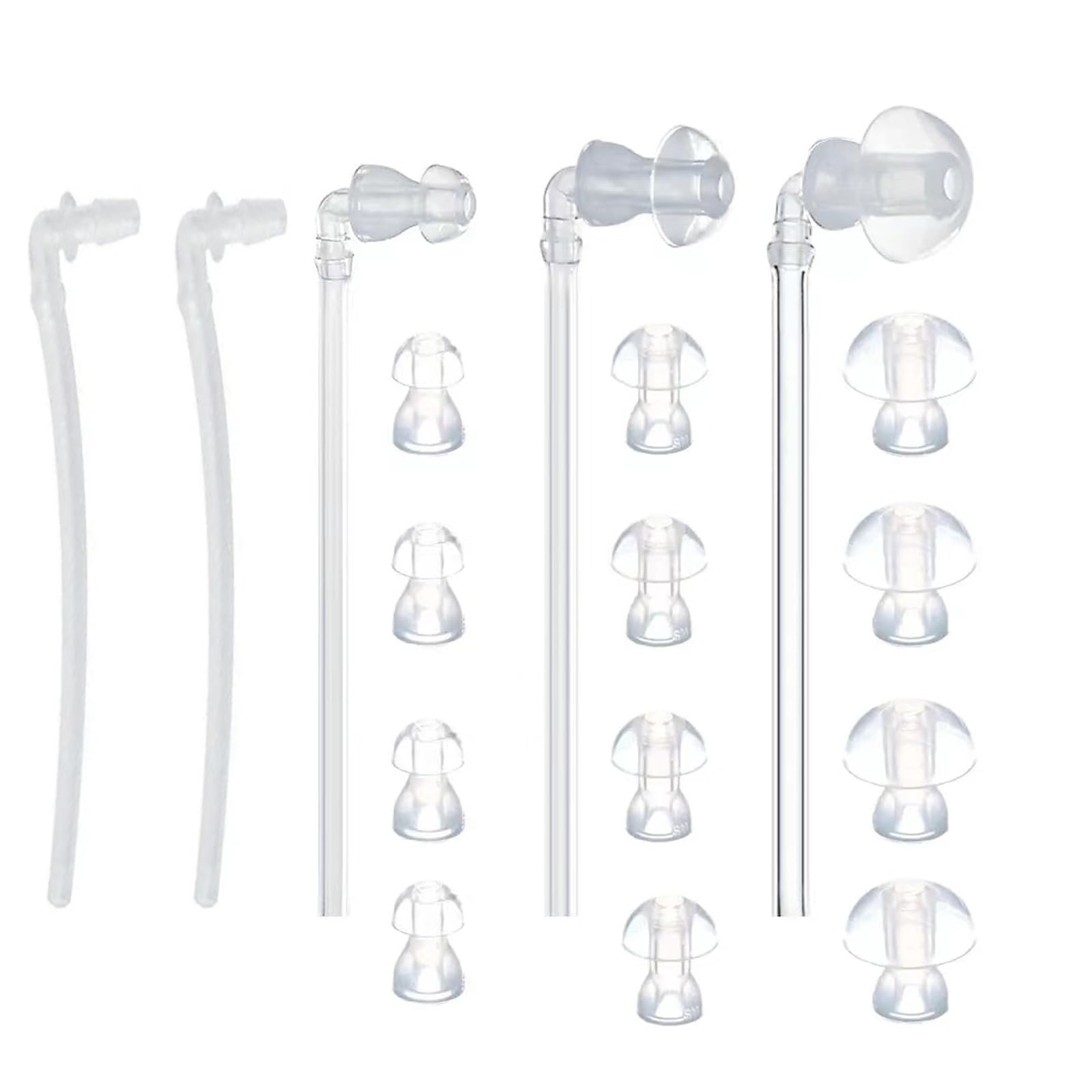 Yitaocity 15in1 Hearing Aid Earplug Set, Hearing Aid Silicone Hearing Aid Domes, Ear Plug Tubes,Hearing Aid Aids Eartips Domes,Eartips Dome, Clear