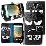 ZTE Prestige Case, ZTE Avid Plus Case, Harryshell(TM) Eyes Wallet Folio Leather Flip Case Cover with Card Id Slot and Wrist Strap for ZTE Prestige N9132 / Avid Plus Z828