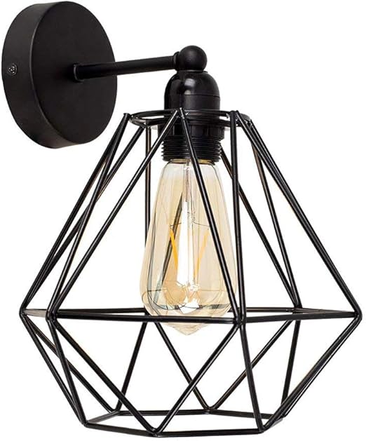 vintage metall draht kafig lampenschirm wandlampe deckleuchte modern industrielle diy halter schatten lampe stehlampe wandleuchte hangeleuchten pendelleuchten fur kuchen schlafzimmer schwarz amazon de beleuchtung