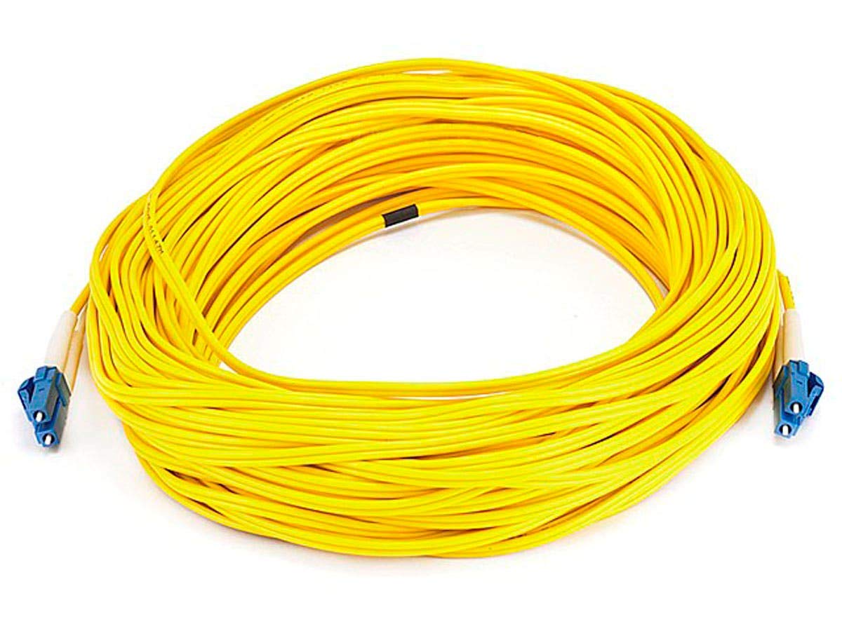 Monoprice Fiber Optic Cable, LC/LC, Single Mode, Duplex – 30 meter (9/125 Type) – Yellow