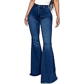 Bell Bottom Jeans for Women Butterfly Vintage High Waisted Skinny Flared Jeans Wide Leg Raw Hem Denim Pants