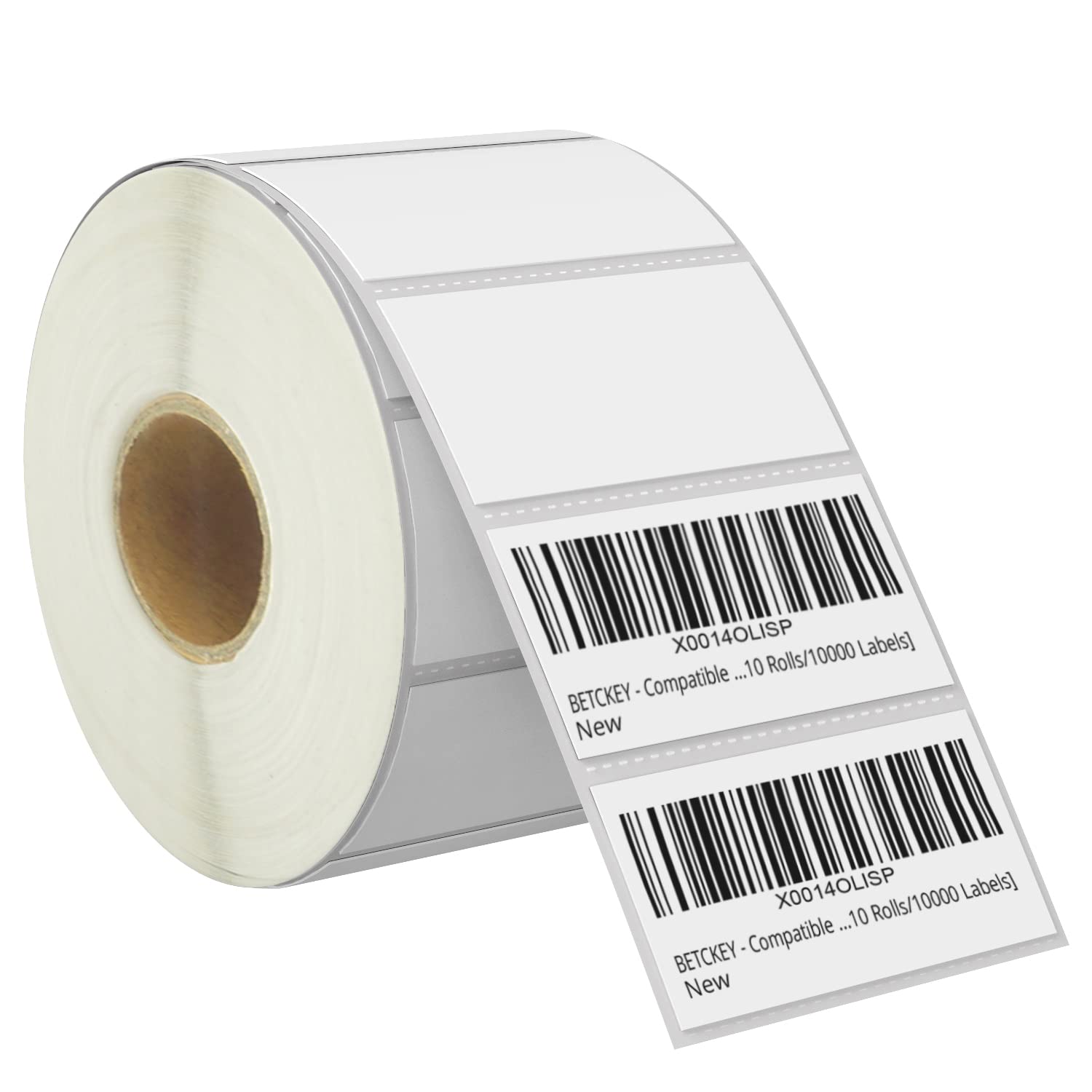 BETCKEY - 51mm x 25mm(2 in x 1 in) Barcode & Address Thermal Labels, 1300 Perforated Labels per Roll, Compatible with Zebra & More Printers