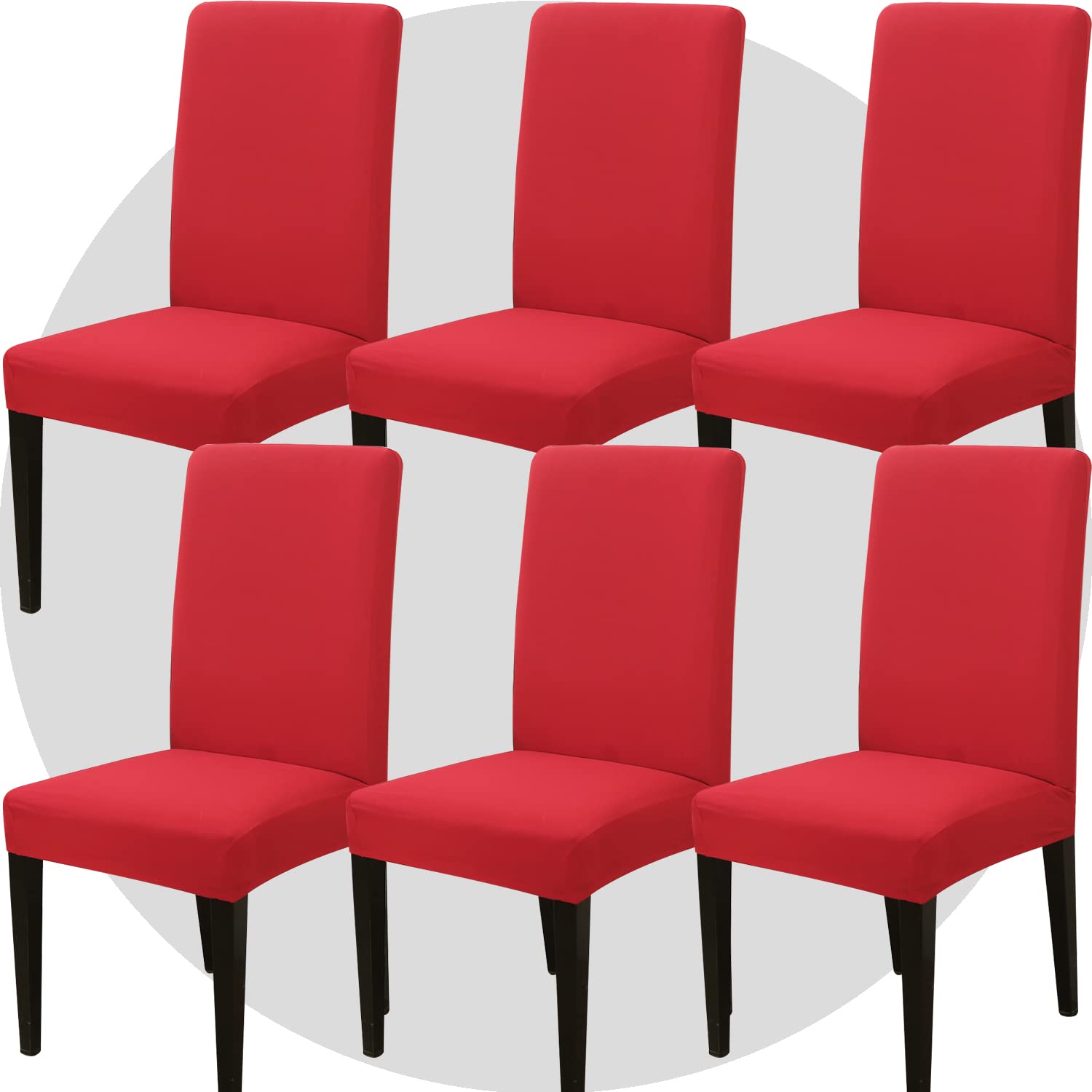 NDMMSO Dining Room Chair Covers Set of 6 Super Fit Stretch Removable Washable Dining Chair Protector Cover Seat Slipcover for Hotel, Dining Room, Ceremony, Banquet Wedding Party(Red)