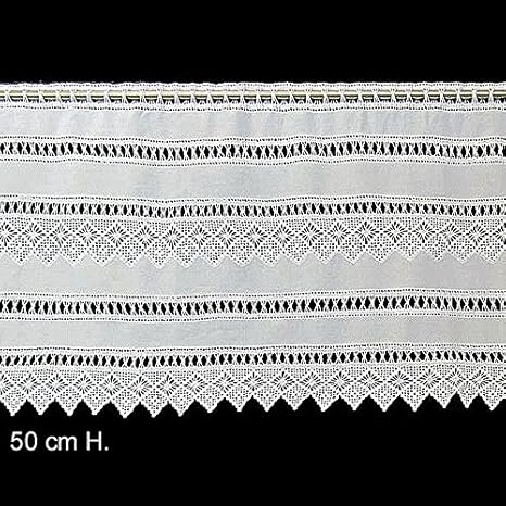 Hossner Scheibengardine Spinnenblüten 50 cm hoch | Breite der Gardine durch gekaufte Menge in 4,5 cm Schritten wählbar (Anfer